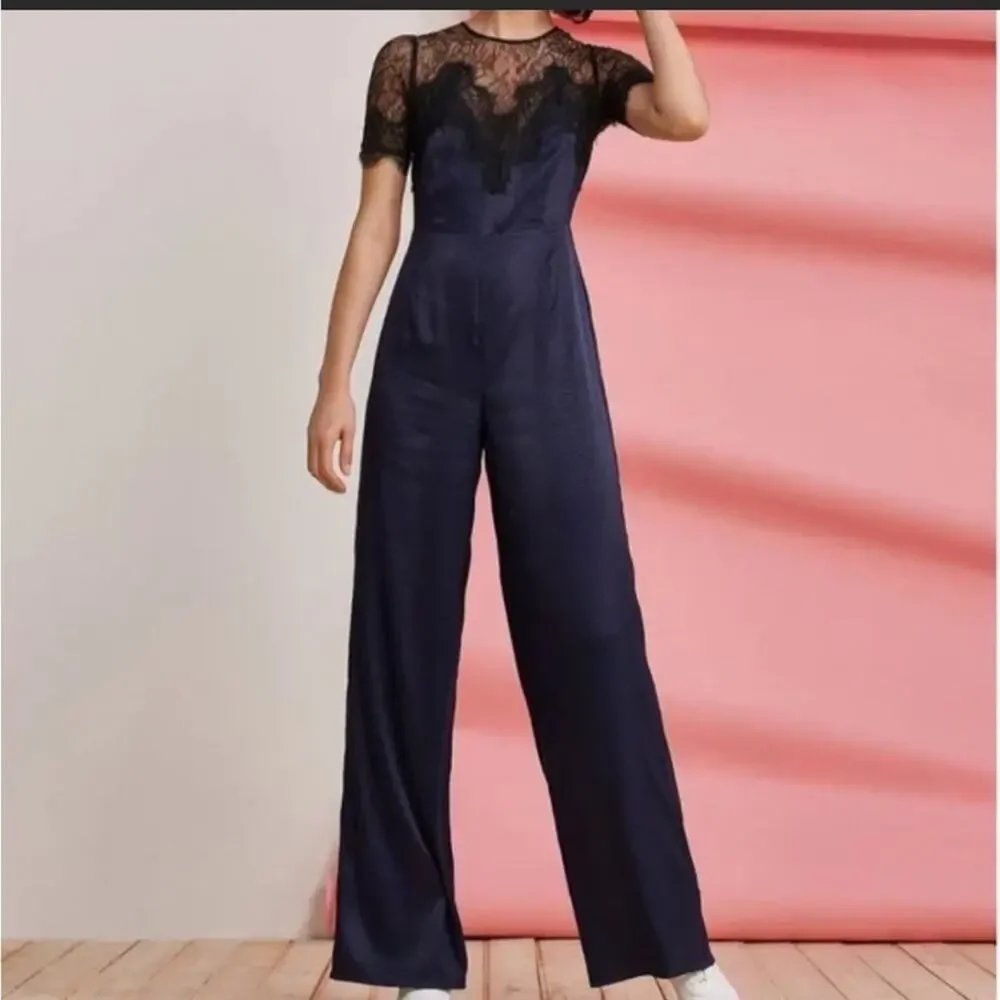 NEW Foxiedox Nixie Lace Wide Leg Illusion Neck Jumpsuit, NWT, Size XS, MSRP $189